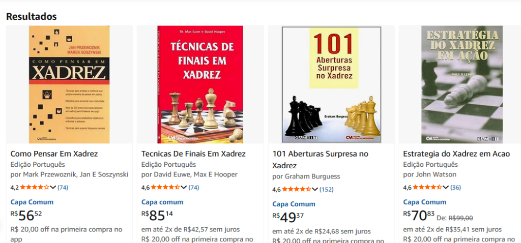 Imagem feita em 06 de agosto de 2026 da amazon : https://www.amazon.com.br/s?k=livros+de+xadrez+em+promo%C3%A7%C3%A3o&crid=YIOT1G9LPN3F&sprefix=livros+de+xadre%2Caps%2C248&linkCode=ll2&tag=ecavalcante-20&linkId=cc7ac70c895a3381f857576b2eebfead&ref_=as_li_ss_tl